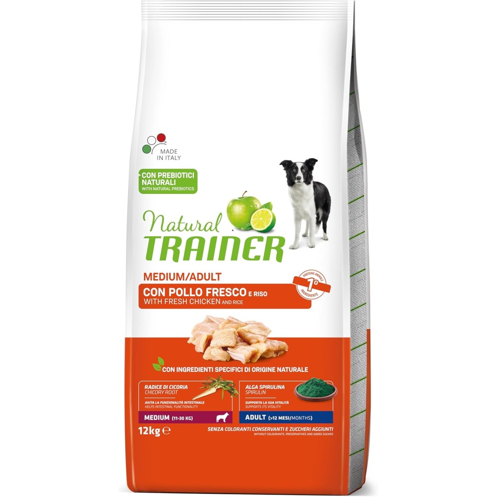 NATURAL TRAINER ADULT MEDIUM POLLO FRESCO E RISO 12KG