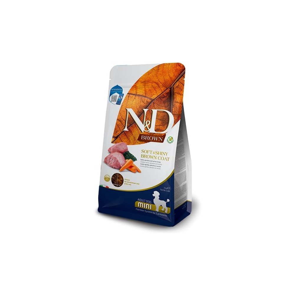 FARMINA N&D ADULT MINI BROWN COAT AGNELLO SPIRULINA E CAROTE 1,5KG