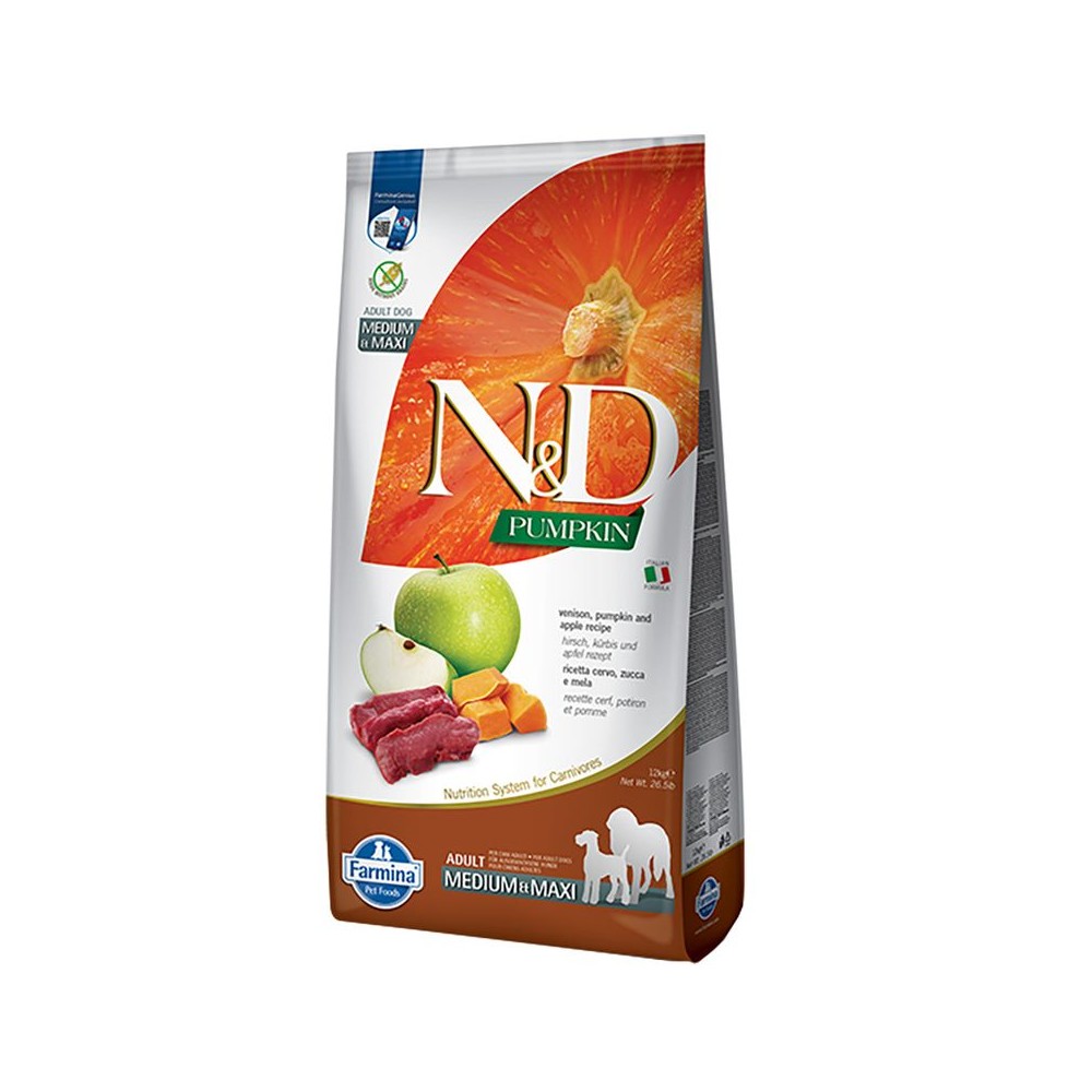 FARMINA N&D ADULT MEDIUM/MAXI PUMPKIN CERVO ZUCCA E MELA 12KG