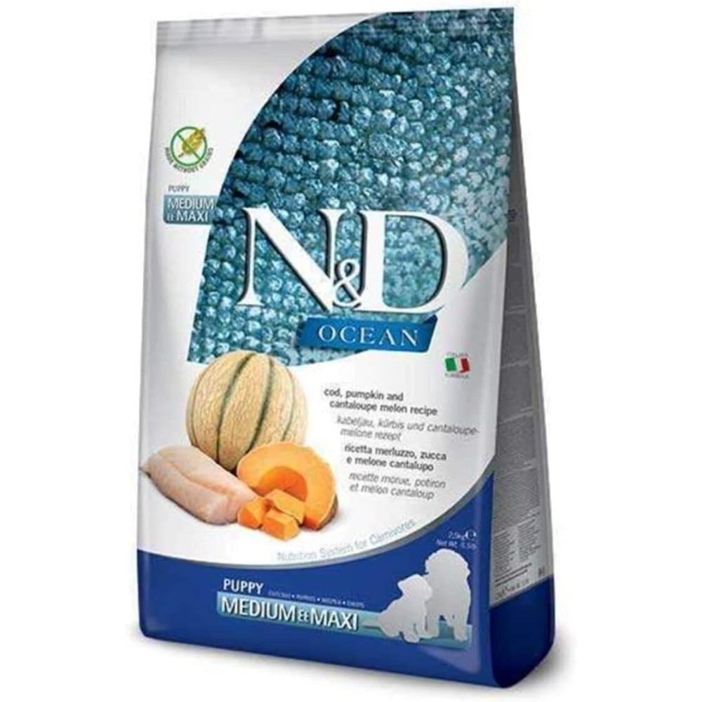 FARMINA N&D PUPPY MEDIUM/MAXI OCEAN MERLUZZO ZUCCA E MELONE CANTALUPO 12KG