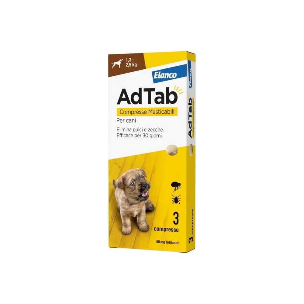 ADTAB COMPRESSE MASTICABILI PER CANI 1,3-2,5Kg   3COMPRESSE