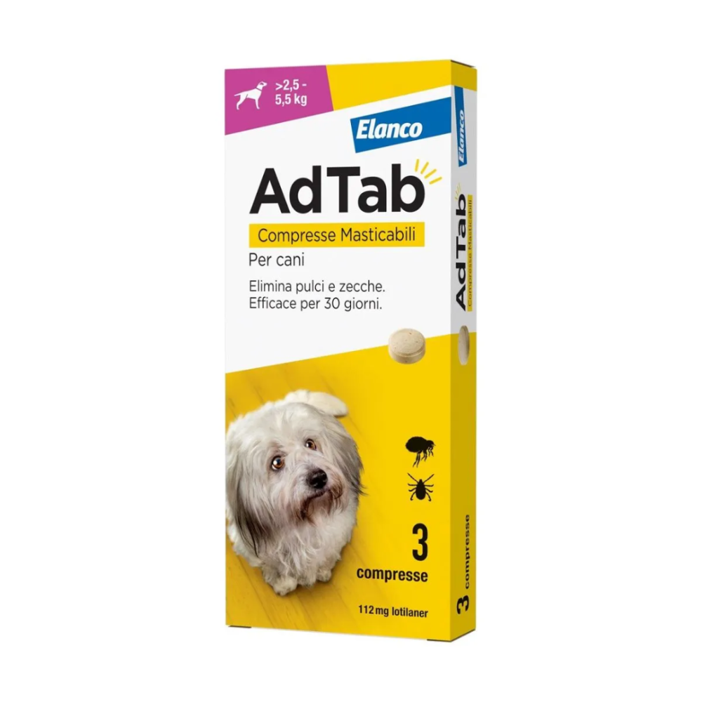 ADTAB COMPRESSE MASTICABILI PER CANI 2,5-5,5Kg  3 COMPRESSE