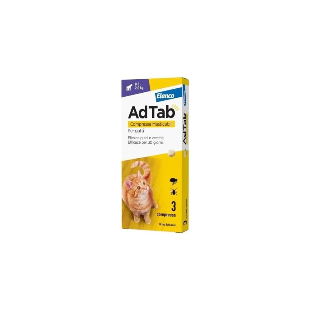 ADTAB COMPRESSE MASTICABILI PER GATTI 0,5-2KG   3 COMPRESSE