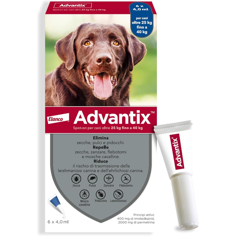 ADAVNTIX FIALETTE PER CANI DA 25KG A 40KG CONFEZIONE DA 6