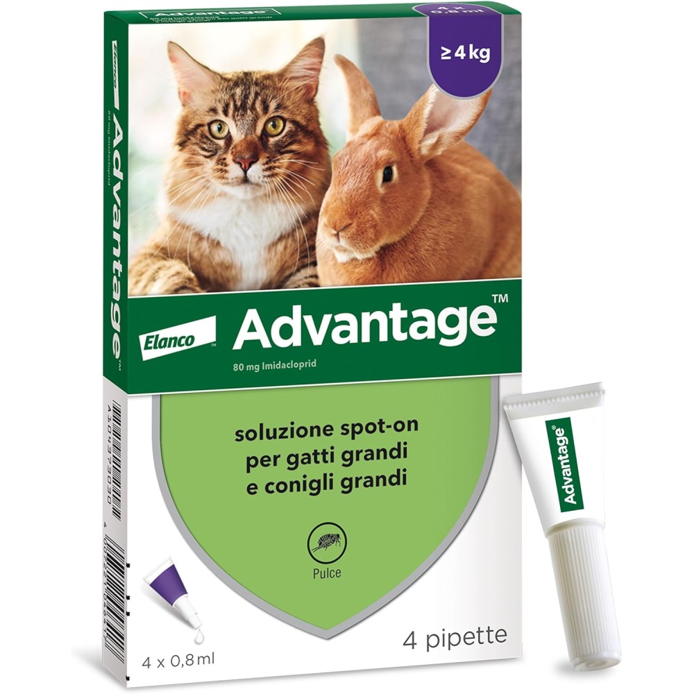 ADVANTAGE SPOT-ON TRATTAMENTO ANTIPULCI PER GATTI E CONIGLI SOPRA I 4KG