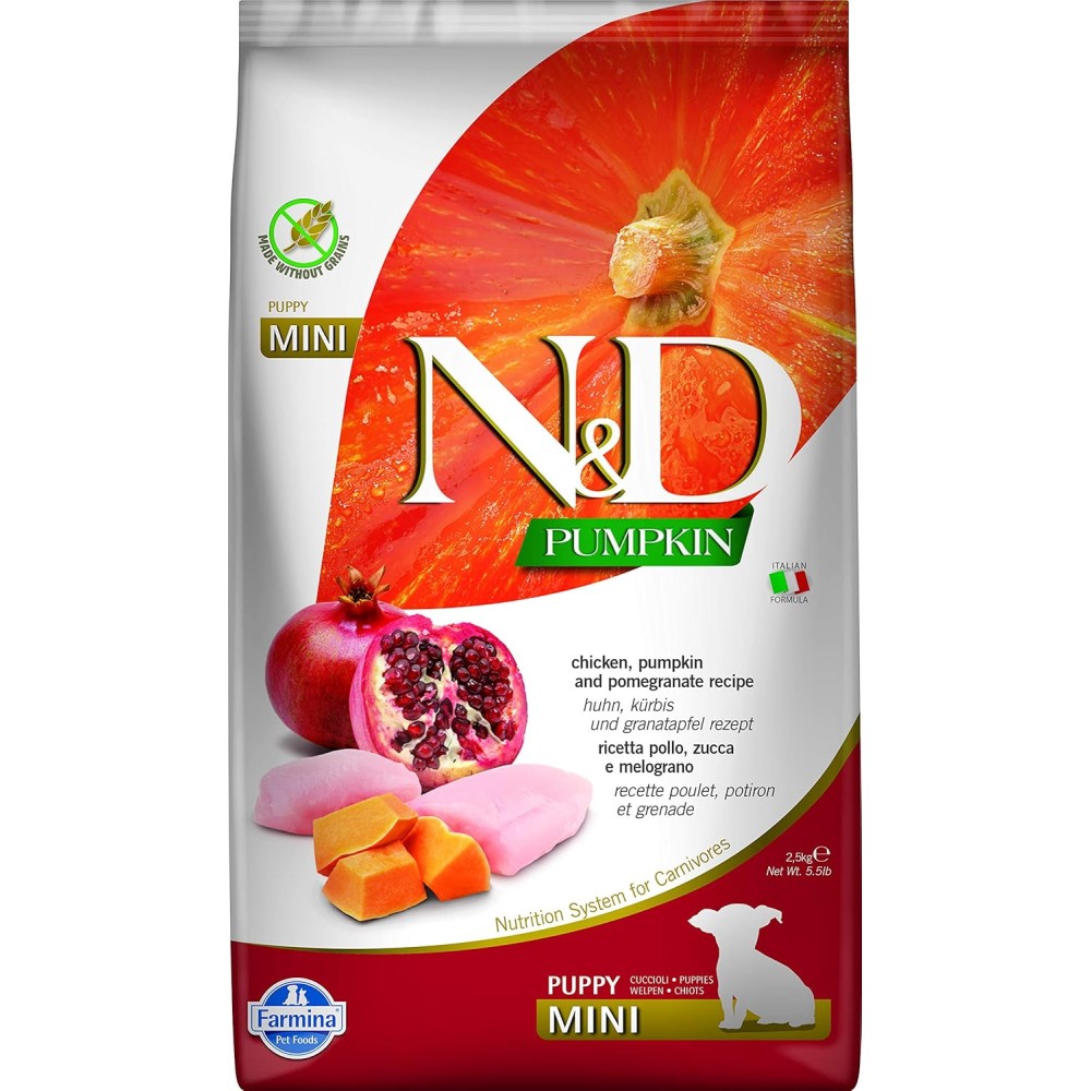 FARMINA N&D PUMPKIN ADULT MINI POLLO ZUCCA E MELOGRANO 2,5KG