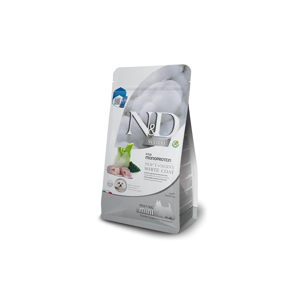 FARMINA N&D WHITE ADULT MINI SPIGOLA, SPIRULINA E FINOCCHIO  2KG
