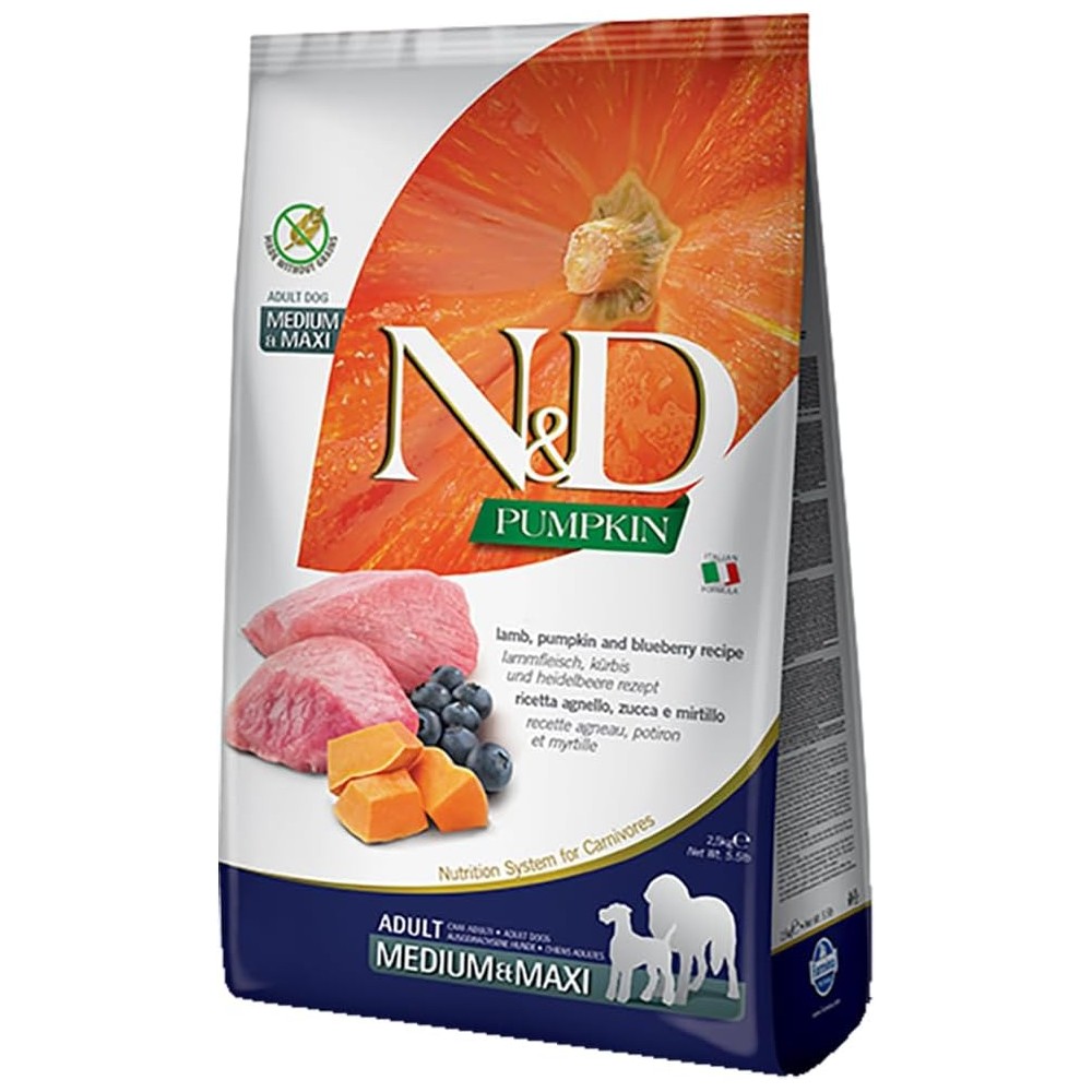 FARMINA N&D PUMPKIN ADULT MEDIUM/MAXI AGNELLO ZUCCA E MIRTILLO 12KG