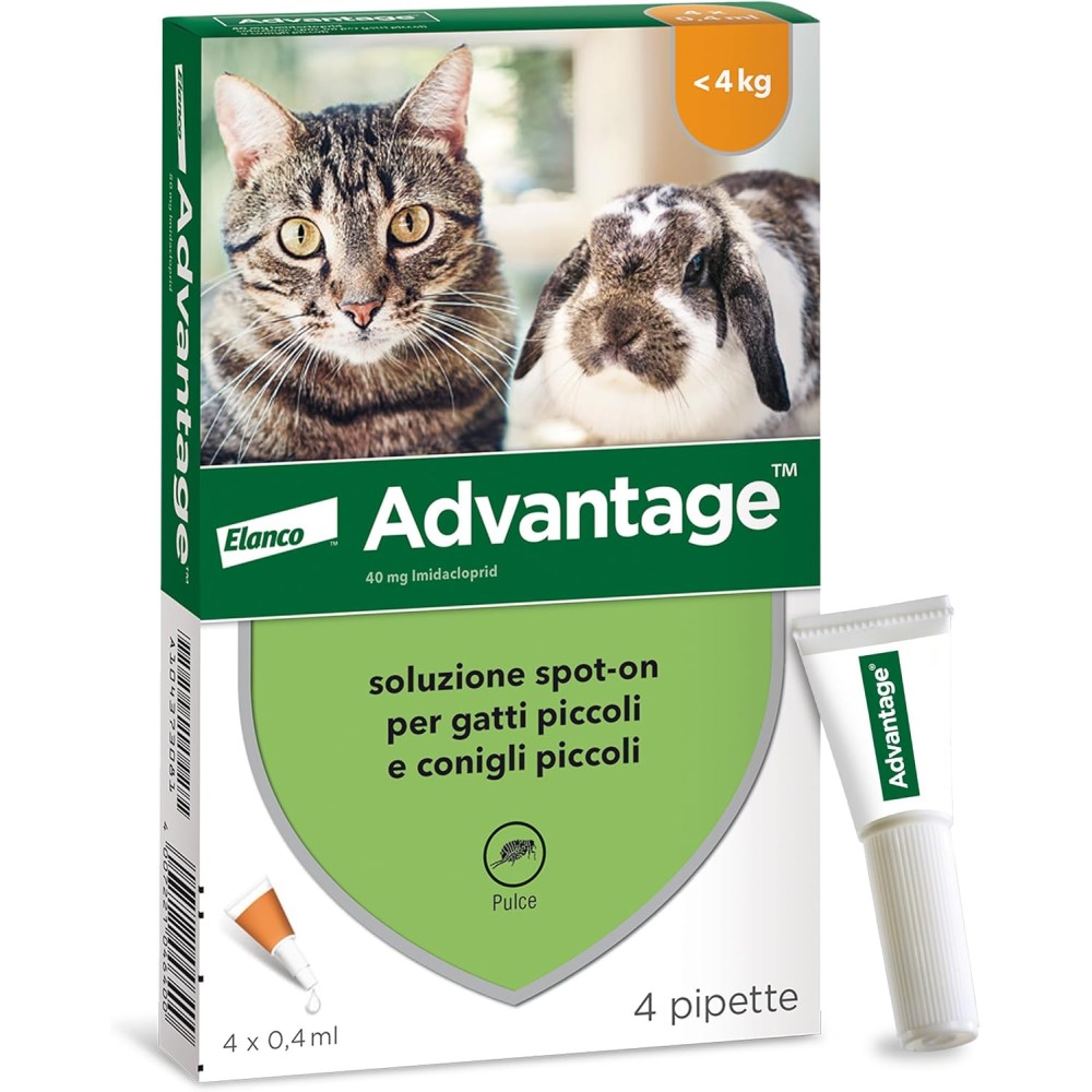 ADVENTAGE SPOT-ON TRATTAMENTO ANTIPULCI PER GATTI E CONIGLI PICCOLI 4 PIPETTE