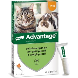 ADVENTAGE SPOT-ON TRATTAMENTO ANTIPULCI PER GATTI E CONIGLI PICCOLI 4 PIPETTE