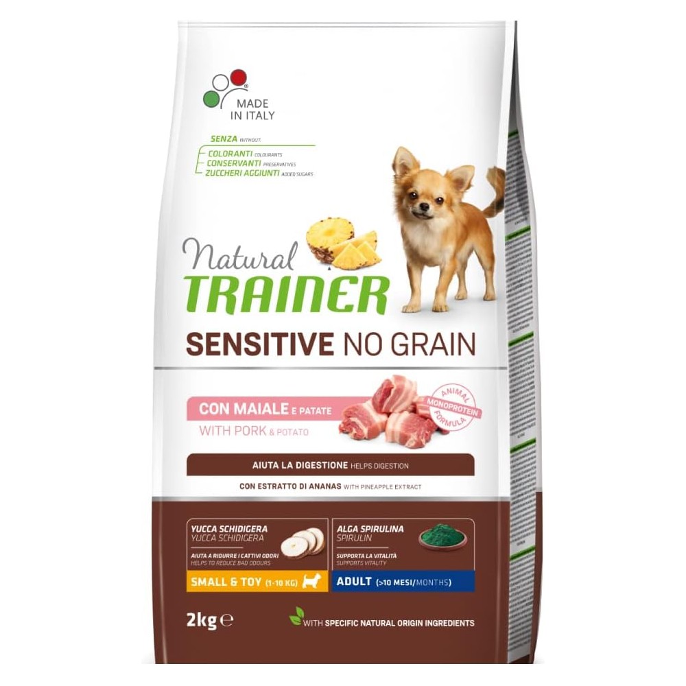 NATURAL TRAINER ADULT MINI  SENSITIVE NO GRAIN MAIALE E PATATE 2KG