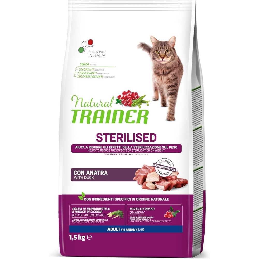 NATURAL TRAINER GATTO STERILISED ANATRA 1,5KG