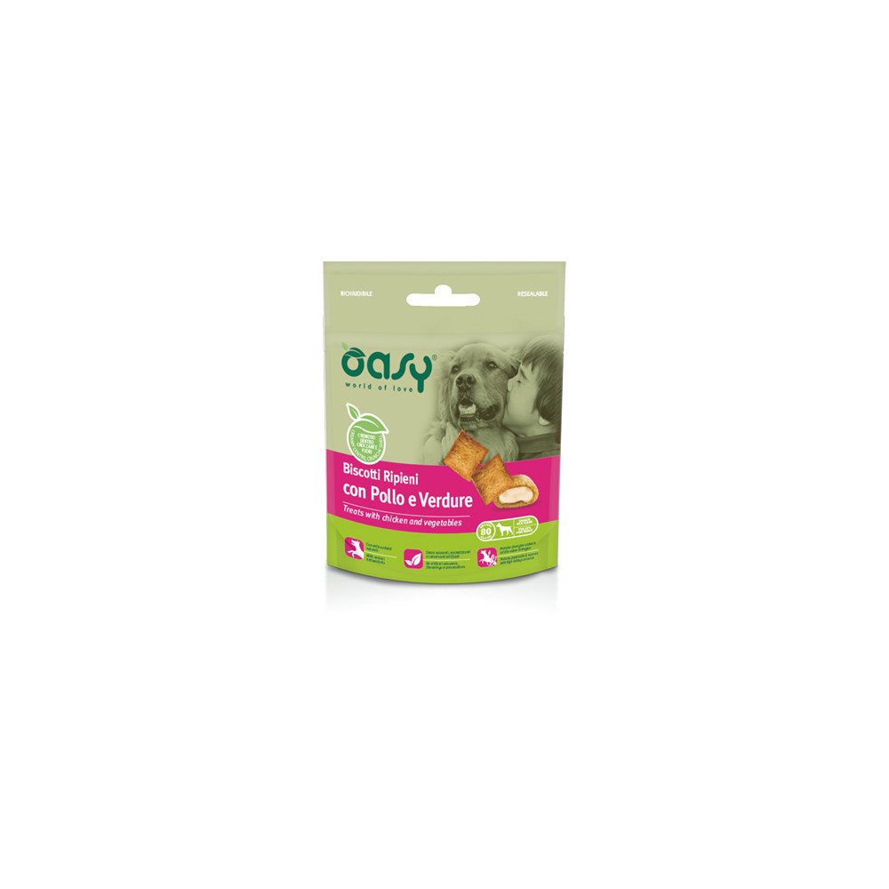 OASY BISCOTTI RIPIENI PER CANI POLLO E VERDURE 80g
