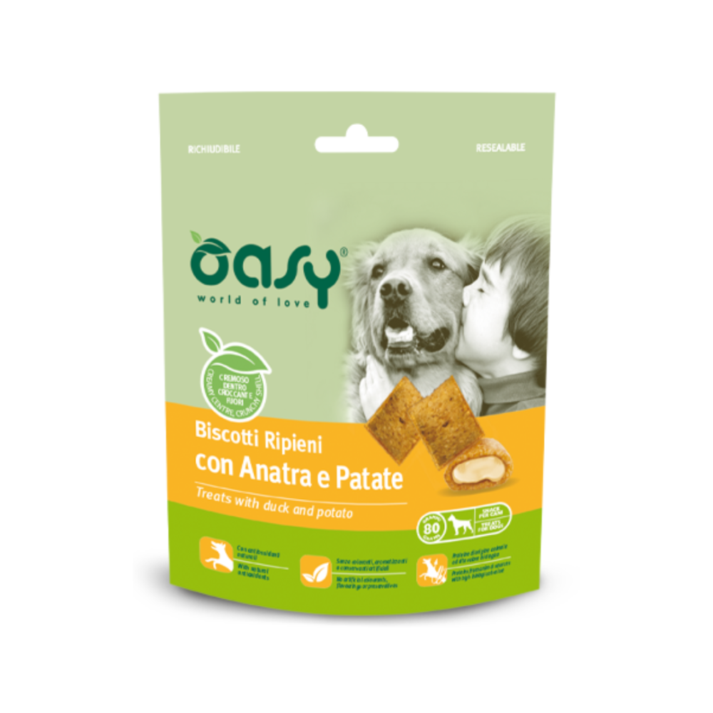 OASY  CANE BISCOTTI RIPIENI ANATRA E PATATE 80g