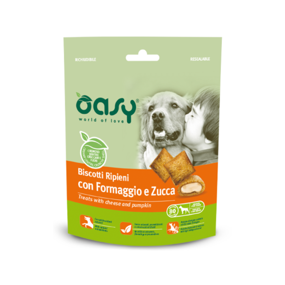 OASY CANE BISCOTTI RIPIENI FORMAGGIO E ZUCCA 80g