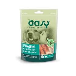 OASY SNACK DOG - FILETTINI DI POLLO CON OSSI AL CALCIO 100g