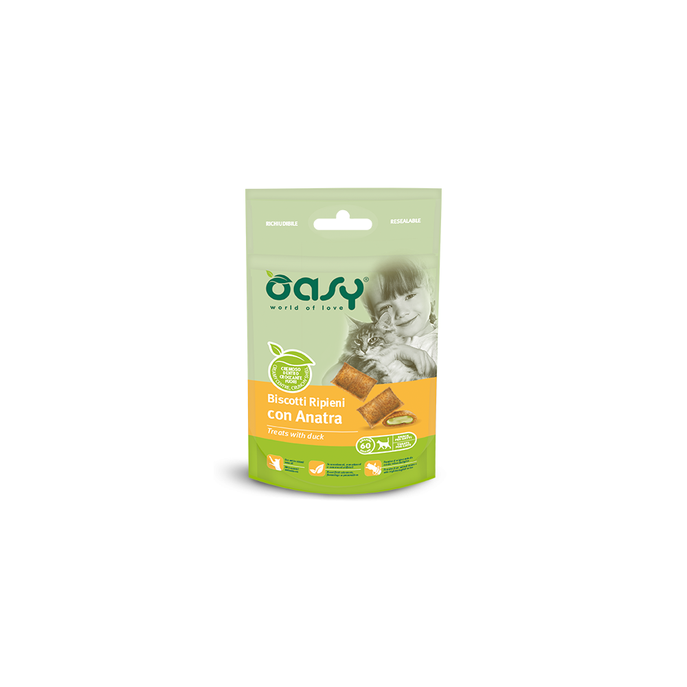 OASY SNACK CAT - BISCOTTI RIPIENI CON ANATRA 60G