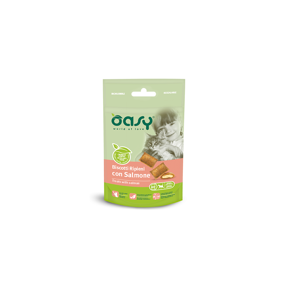 OASY SNACK CAT - BISCOTTI RIPIENI AL SALMONE 60G