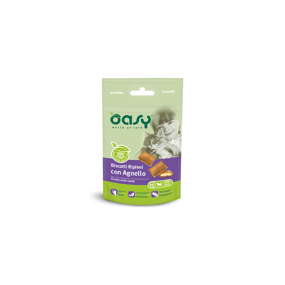 OASY SNACK CAT - BISCOTTI RIPIENI CON AGNELLO 60G
