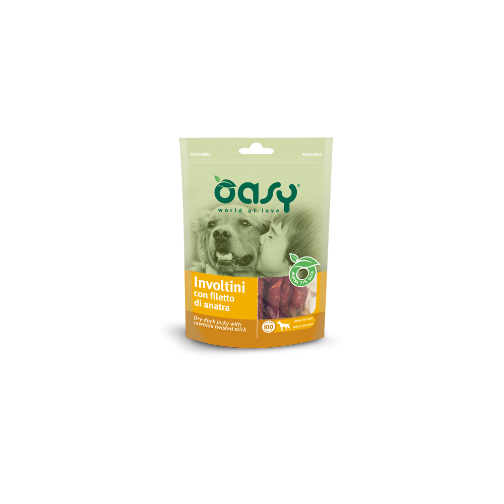 OASY SNACK DOG - INVOLTINI CON FILETTO DI ANATRA 100G