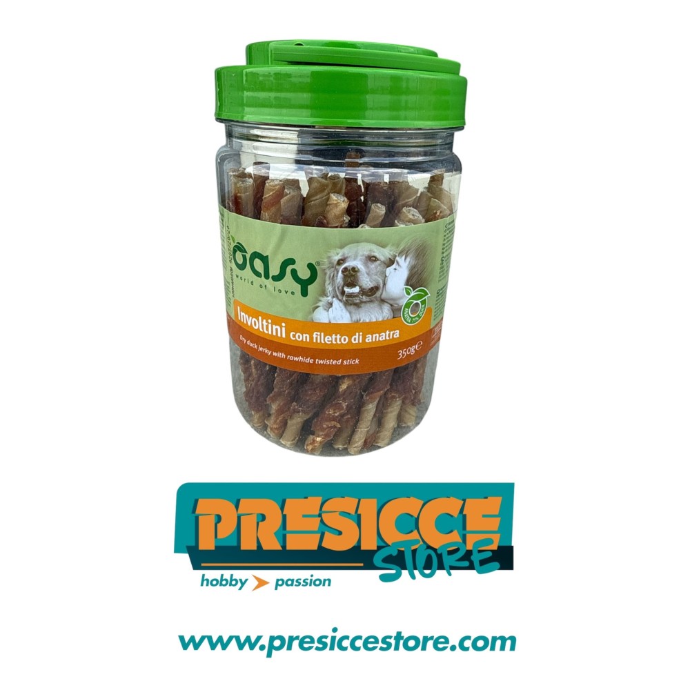 OASY SNACK DOG - INVOLTINI CON FILETTO DI ANATRA 350g (BARATTOLO)