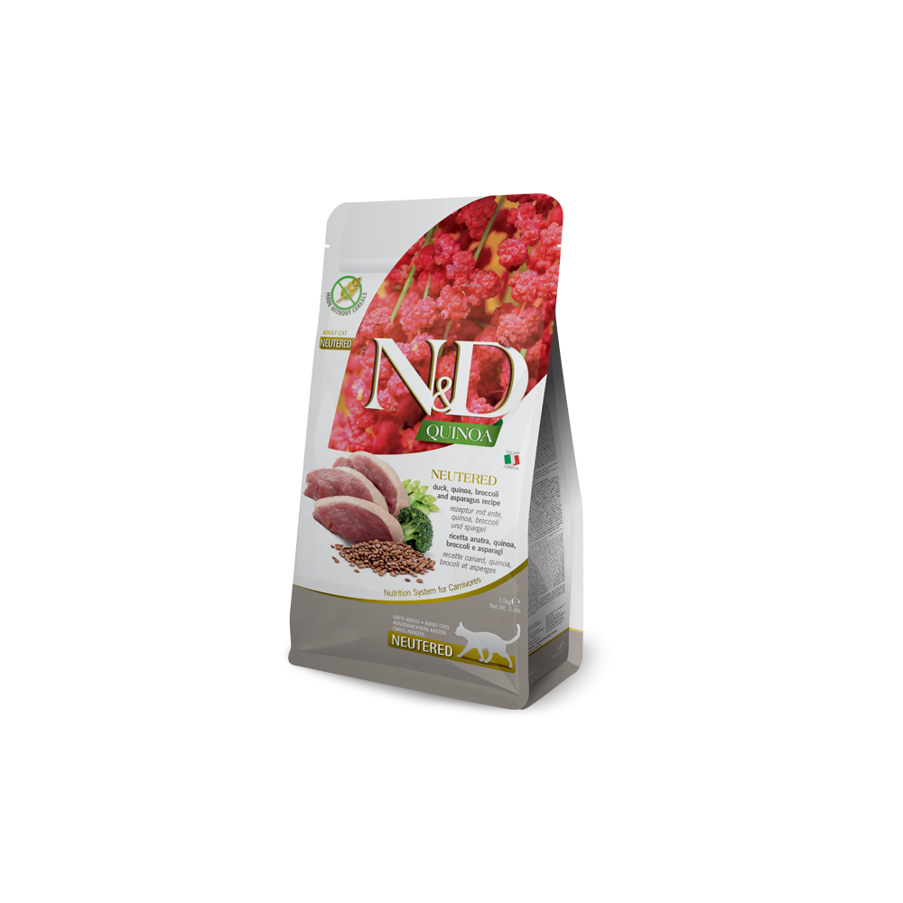 N&D FARMINA GATTO STERILIZZATO QUINOA ANATRA QUINOA BROCCOLI E ASPARAGI 5KG