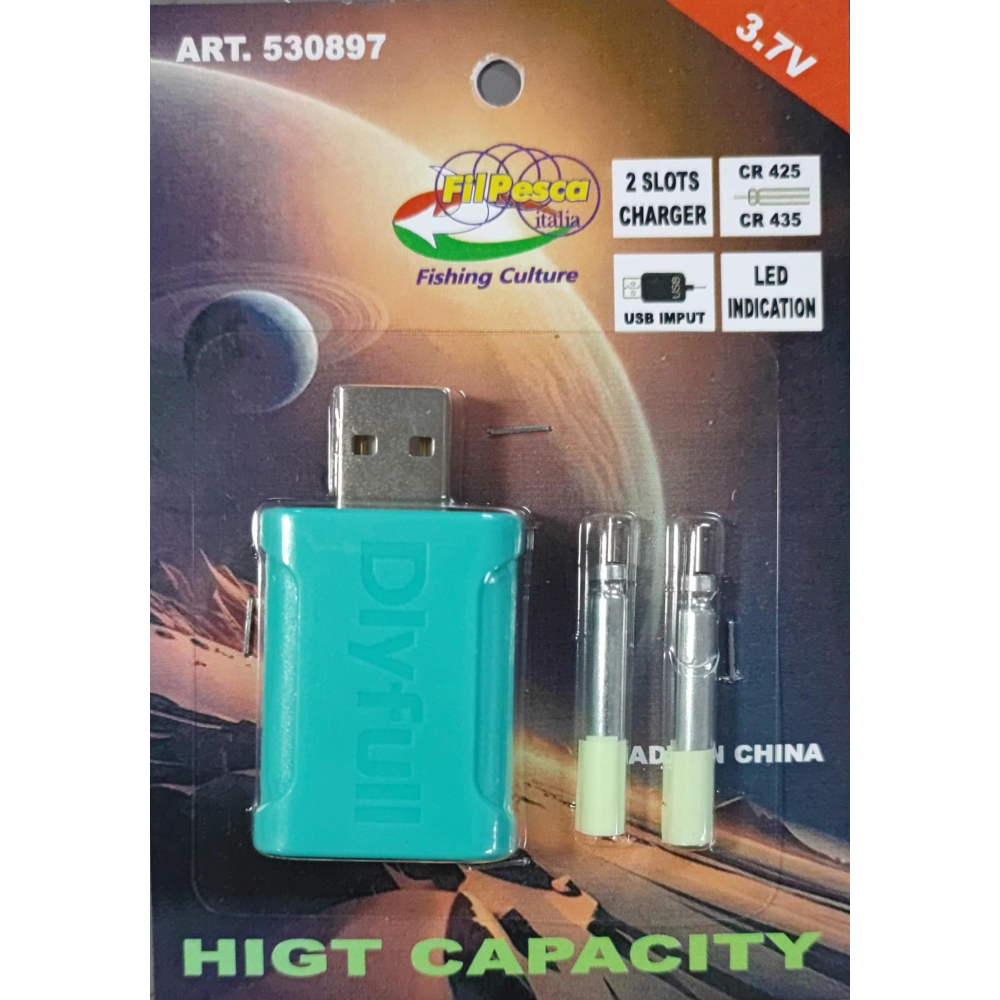 KIT CARICA BATTERIE A SPILLO + DUE BATTERIE FILPESCA