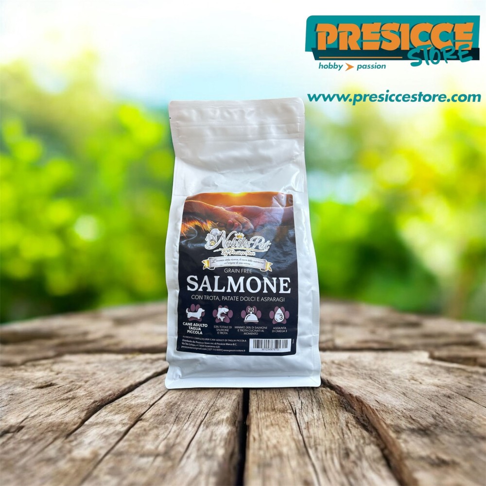 NOBILIS PET BY PRESICCE STORE - LINEA GRAIN FREE ADULT MINI SALMONE CON TROTA , PATATE DOLCI E ASPARAGI