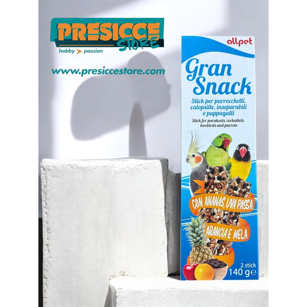 GRAN SNACK - STICK PER PARROCCHETTI , CALOPSITTE , INSEPARABILI E PAPPAGALLI 2PZ